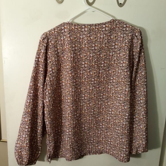 J. Crew Women's M Top Brown Floral Print Keyhole Neck Blouse Shirt  J.crew - Picture 4 of 10